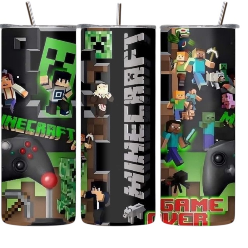 Handmade Minecraft Themed Gaming Console‎ Tumbler - Black. NWOT